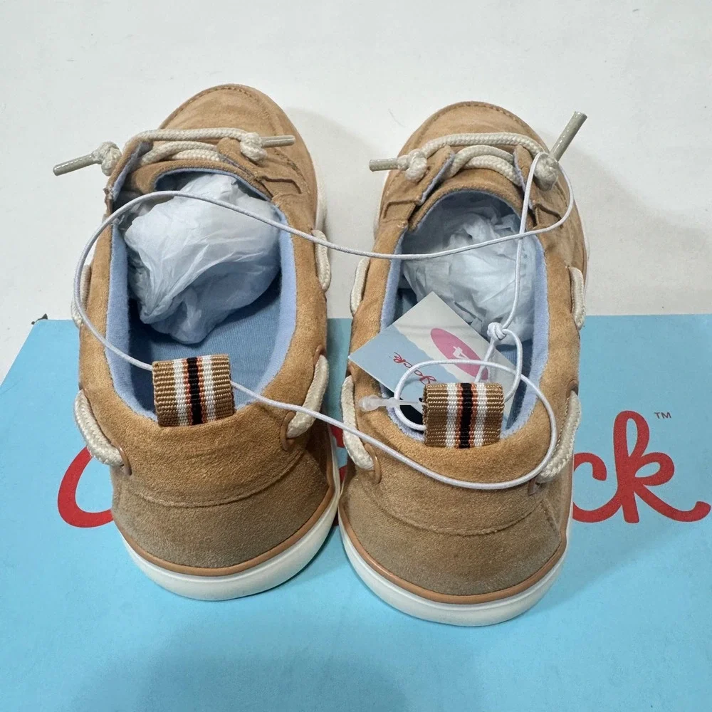Cat & Jack Reece Sneakers Toddler Size 4 Beige Faux Suede Boat Shoes Slip On New